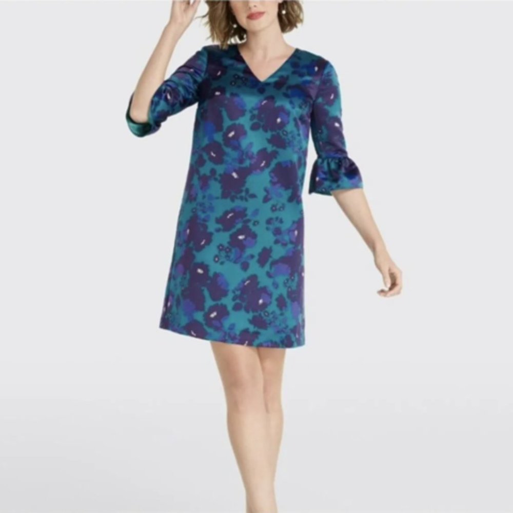 EUC Draper James Floral Satin Dress